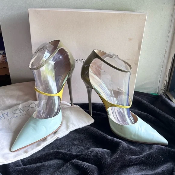 Jimmy Choo Kid Patent Typhoon Ankle Strap Pumps - Picture 4 of 9